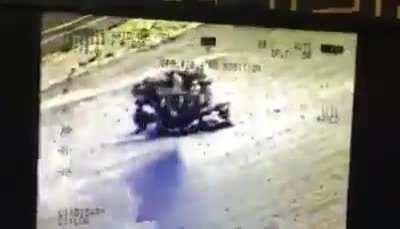 Iraqi Air Force attack helicopter kills two isis fighters in Anbar desert, date is unknown.