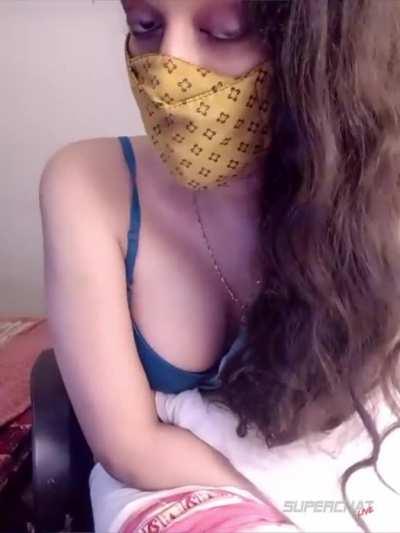 Horny girl teasing her milky boobs[18+]