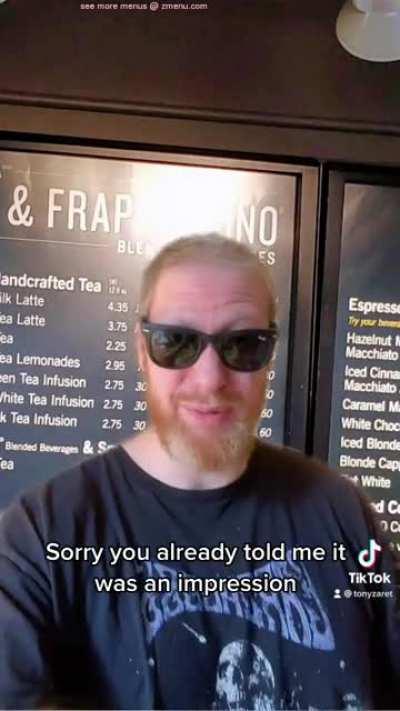 Another Celebrity Impression: Peter Griffin Orders Starbucks!