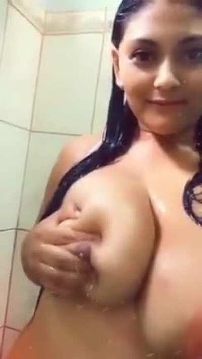 A hot girl lactating boobs