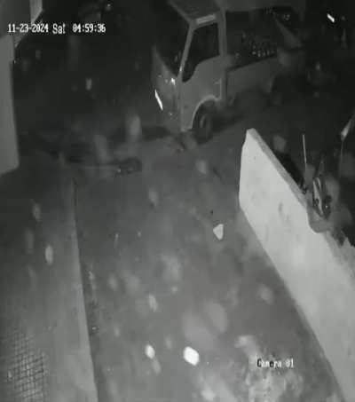 Nearby security camera captures the sounds heard after the Israeli strike in Basta, Lebanon in central Beirut at 4 AM. Likely bunker busters used