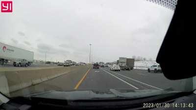 Riding my bumper for a mile.1 person in their car. HOV lane. Squeezing through using the divide . Just installed the front cam yesterday.