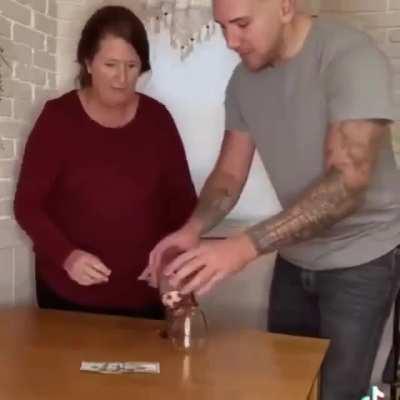Mom, who's a physics teacher, accepts a challenge from her son, who's a soccer player, to move a mini-soccer ball