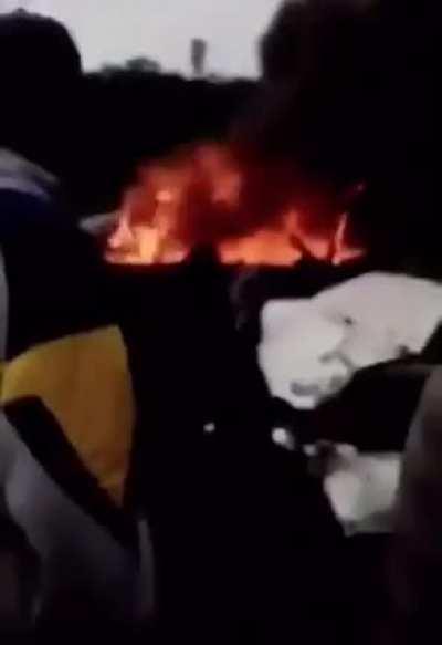 Burned alive after crash, brutal.