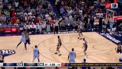 [Highlight] Jaren Jackson Jr. hits a logo three to finish up his 40 PTS/5 BLK game