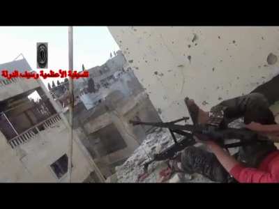 FSA fighter attempts to hit an SyAAF helicopter hovering over Aleppo - 4/10/2013
