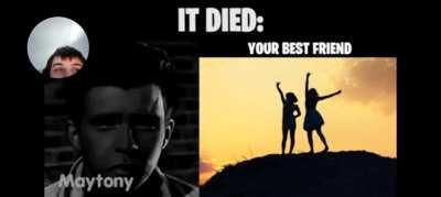 rick astly becomes sad recation