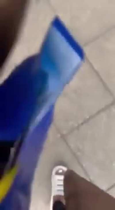 Security Guard hit with a clean right hook!! 