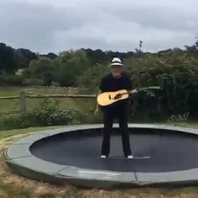 Not a meme. Just David using trampoline and trying to play the guitar