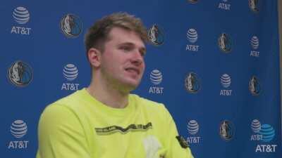 [Highlight] Luka's reaction when he learns Mavs won 27 of their last 40 games
