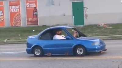 Miniature car driving around