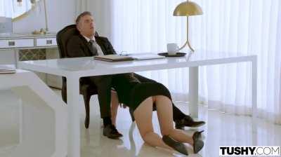 Slut Secretary Gives Her Boss a Hot Blowjob