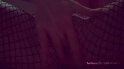 The sun is setting as I reach my hand inside my fishnet stockings to finger my wet pussy to orgasm...