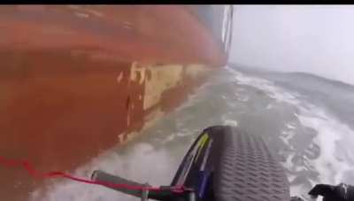 Large ships can create negative pressure zones, pulling down whatever is nearby towards, well, the propellers