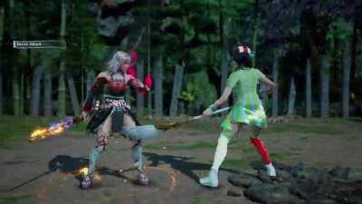 Shirakami/Kurokami Fubuki, Nakiri Ayame, Ookami Mio, and Hatotaurus Custom Characters in Soulcalibur VI