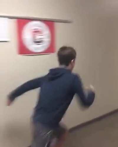 Jumping on lockers...