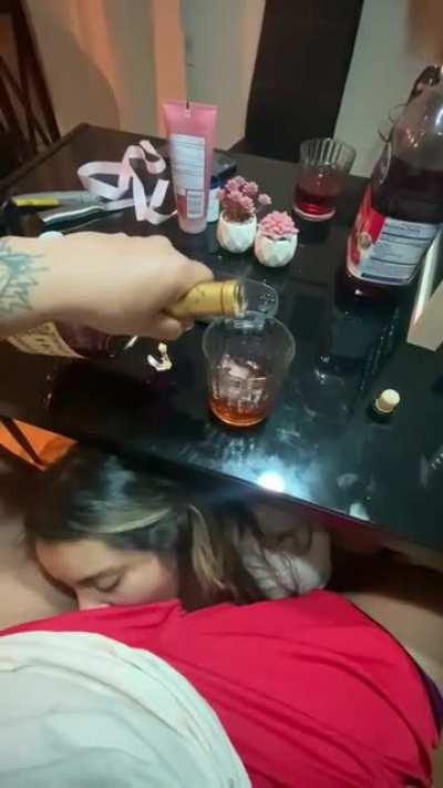 I sucked his cock under the table while his family was home