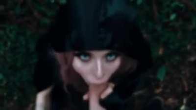 Cosplay witch giving blowjob in the woods