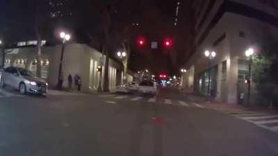 BLM protestors beat man and woman after man tries to prevent a robbery. Man is later punched and kicked unconscious in the street after crashing.