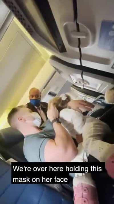 Today they got kicked off of a United flight going from Denver to Newark because their 2yo would not “comply” and keep her mask on.