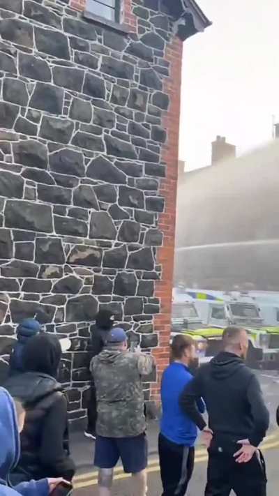 Anti migrant rioters in Ballymena, Northern Ireland easily evade police water cannons