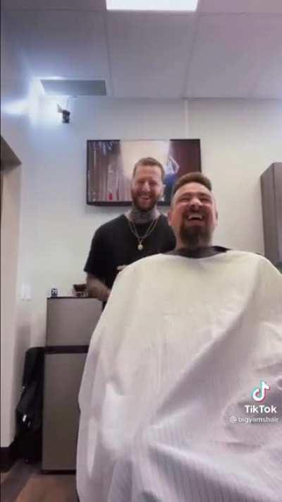 Kisses after a haircut