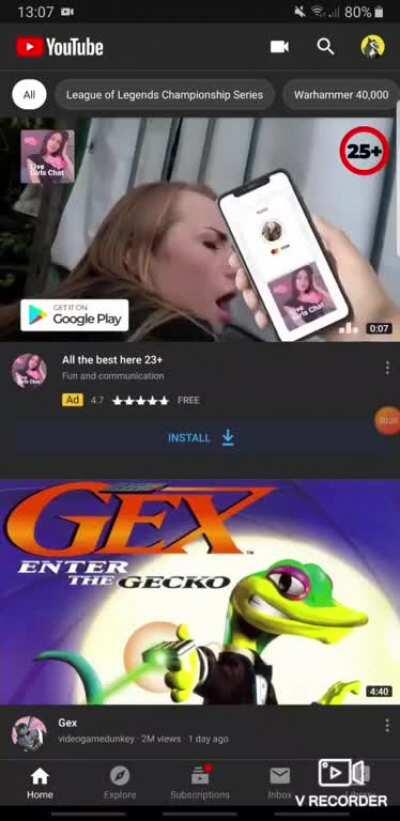 Youtube advertising using straight up porn