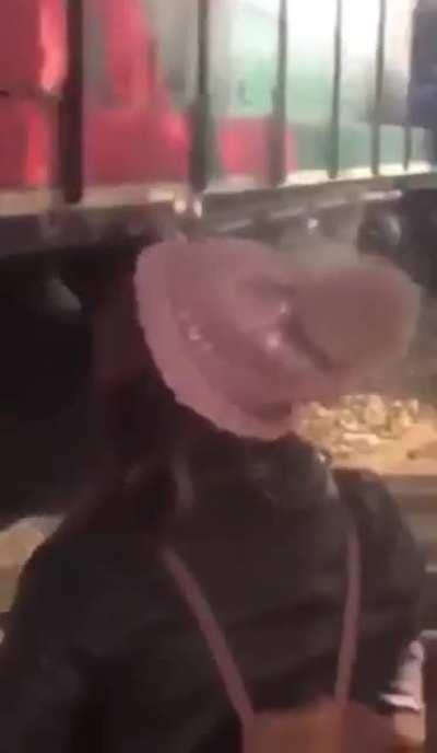 You’d think it’s common sense to not stand in the way of a train.