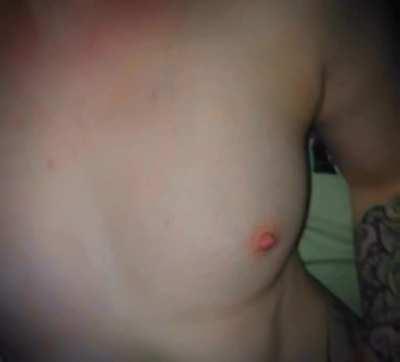 Romantic cumshot on my natural tits