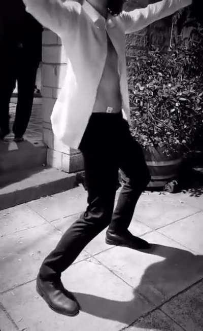 Stu working it at Cav’s wedding