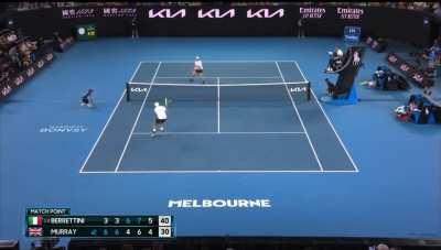 Berrettini hit a backhand directly into the net at Match Point against Murray