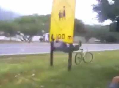 Trying to go through a sign?