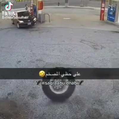 A tire does tricky maneuvers to attack a person but his car risks it's life to save him