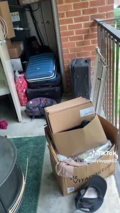 Psycho ex boyfriend climbed up her balcony and hid in the storage closet overnight