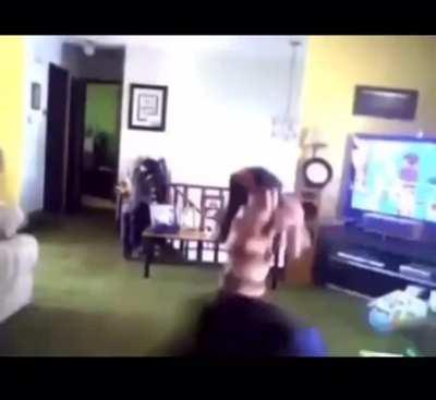 The security camera of a random house watching my character desperately trying to kill the last zombie in the house with max exertion, tiredness, hunger, thirst and depression while watching life and living at 6:00 am