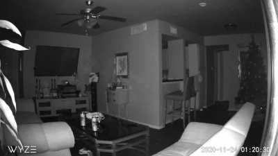 Was asleep and heard a loud bang followed by two others coming from our living room. Then promptly received the sound notification.