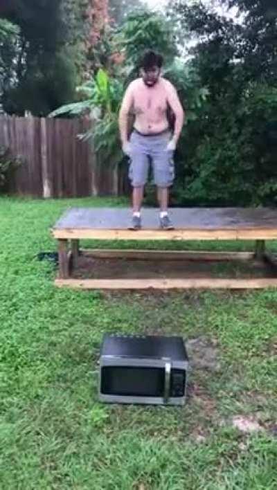 Well, at least he warned us not to try this at home.