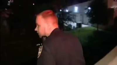 Cop accidently jumps off bridge and knocks himself out while suspect gets up and proceeds to run away 