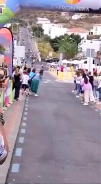 When you're at the finish line of a race just stay out of the road.