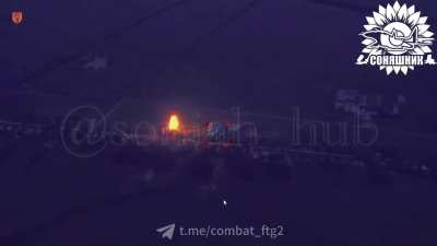 AASM “Hammer” strikes in a building occupied by Russian drone operators in the Inzhenerne village in the Zaporizhzhia region (music added by source)