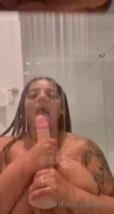 Dildo Shower Sucking