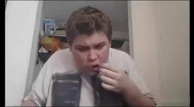 Taping firecracker to mouth