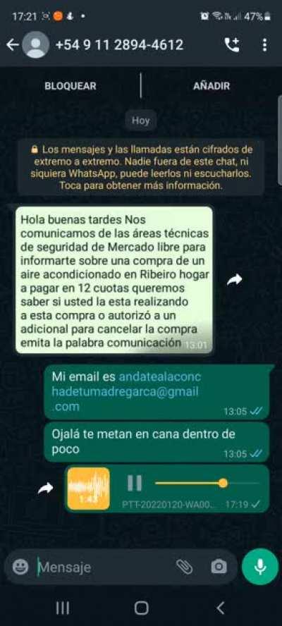 ME QUISIERON ESTAFAR HACIENDOSE PASAR POR MERCADOLIBRE