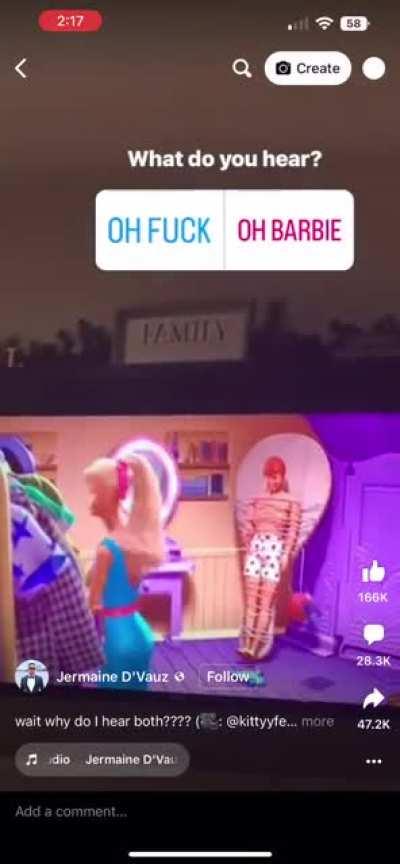 You can hear 2 different words. My brain hurts