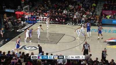 [Highlight] Harden dribbles the ball the entire possession and is forced into an airball by Claxton