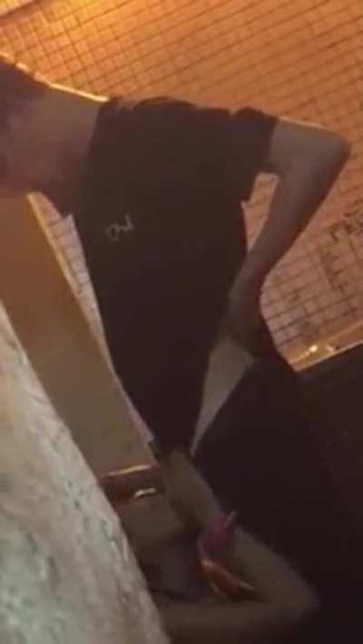 Indian girl sucking dick in public outside the club 