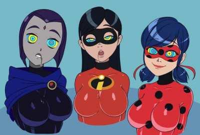 Heroes Hypnotized (Raven, Violet, Marinette) - What are your first orders for each of the girls?