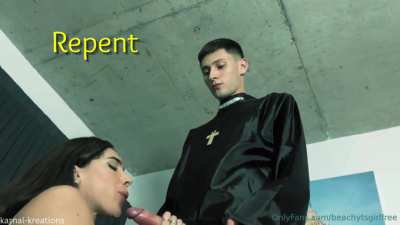 Trans Girl She Cock is too Seductive for this Sinful Priest (sissy caption)
