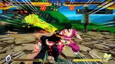 Gohan excruciatingly screams after getting punched in the dick