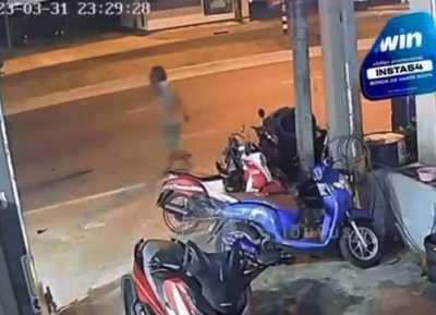 Crouching just high enough to avoid crash